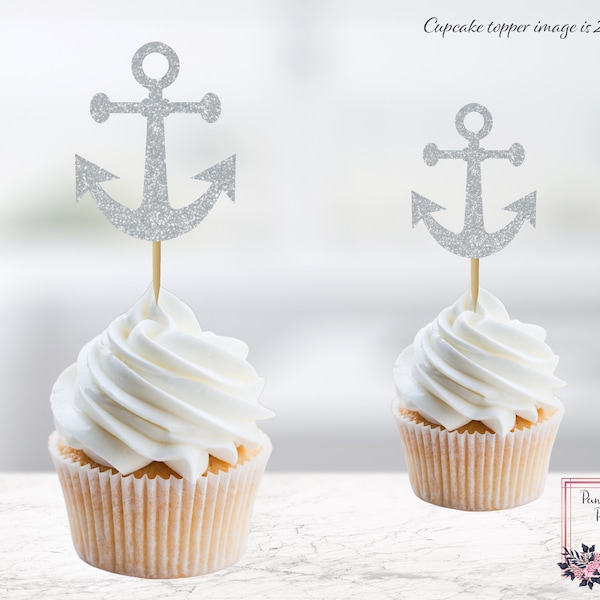 Anchor Cupcake Toppers, Nautical Food Picks, Party Decor, Sailing Party, Ocean Party, Birthday Decor, Food Table, Retirement Party