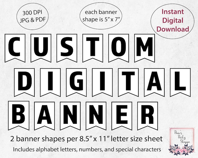 Printable DIY PDF BANNER Alphabet Letters Swallowtail Etsy