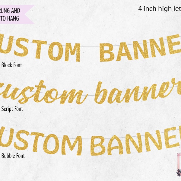 Custom Glitter Banner, Custom Event Banner, Party Banner, Bridal Shower, Engagement Party, Custom Retirement, Word Banner, Custom Wedding