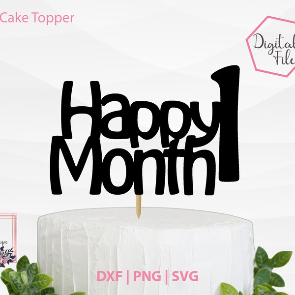 One month cake topper svg - Etsy México