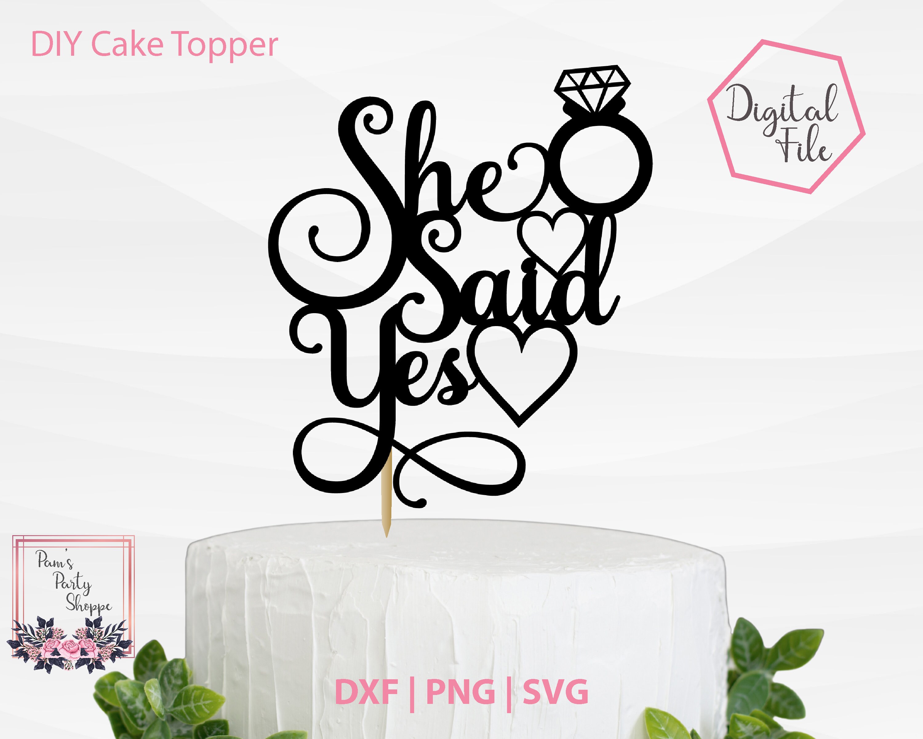 She Said Yes DIY Cake Topper Engaged SVG Bridal Shower - Etsy Canada