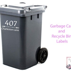 Custom Garbage Bin House Number Labels, Trash Can Decals, Recycle Bin Stickers, Permanent Outdoor, Wheelie Bin, Street Address Name