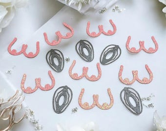 Boob Confetti, Vagina Confetti, Adult Party, Bachelorette Decor, Gay LGBTQ, Lesbian Decor, Breast Cancer Survivor, No Shed Confetti