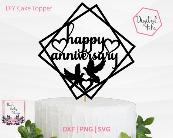 Happy Anniversary Cake Topper DIY Topper Married Couple - Etsy