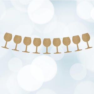 Guirlande de verres à vin, bannière sur le thème du vin, EVJF, décoration murale, fête d&#39;anniversaire, vin et fromage, soirée entre filles, anniversaire