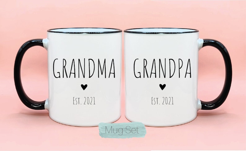 Grandma Grandpa Mug Set 1 Pregnancy Announcement New image 1