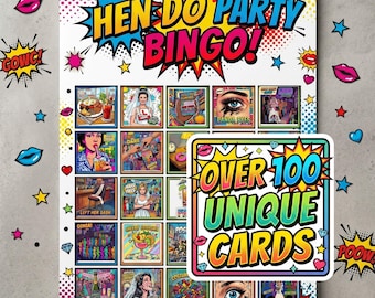Hen Do Bingo Game Printable, Bachelorette Party Bingo, Over 100 Unique Cards, Wedding Bridal Shower Game, Instant Download