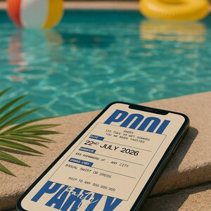 Editable Pool Party Invitation Template