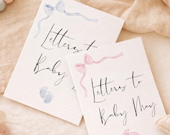 Cartas para Baby Shower / Actividades personalizadas para Baby Shower / Cartas de recuerdo para "Querido Bebé" / Imprimibles