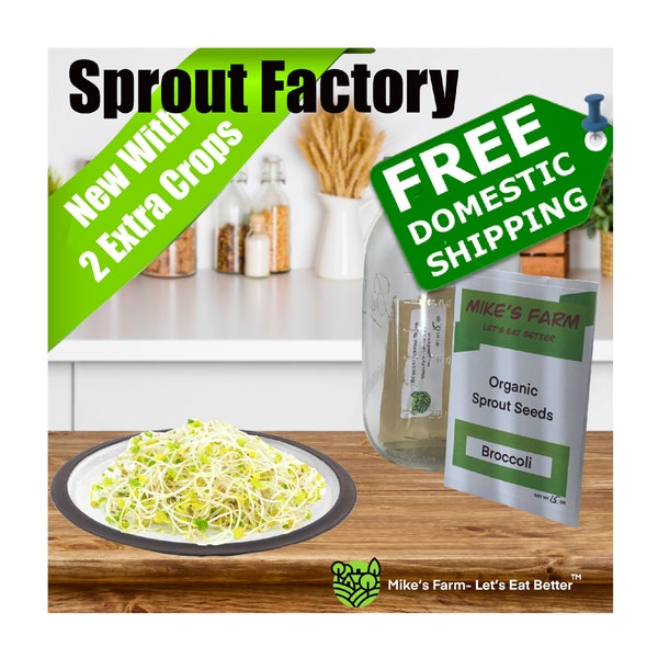 Organic Broccoli Sprout Kit - Grow your own delicious, "Farm Fresh" sprouts in a matter of days for pennies on the dollar. Includes 3 crops.