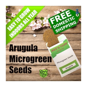 Arugula Microgreen Seeds. Non-GMO, Heirloom, Premium Quality Seeds With High Germination Rate.