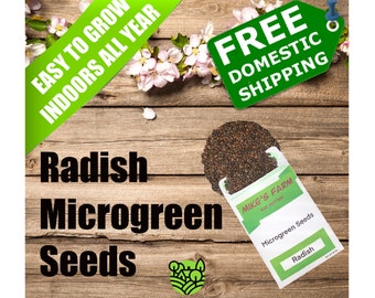 Radish Microgreen Seeds. Organic, Non-GMO, Premium Quality Seeds With High Germination Rate.