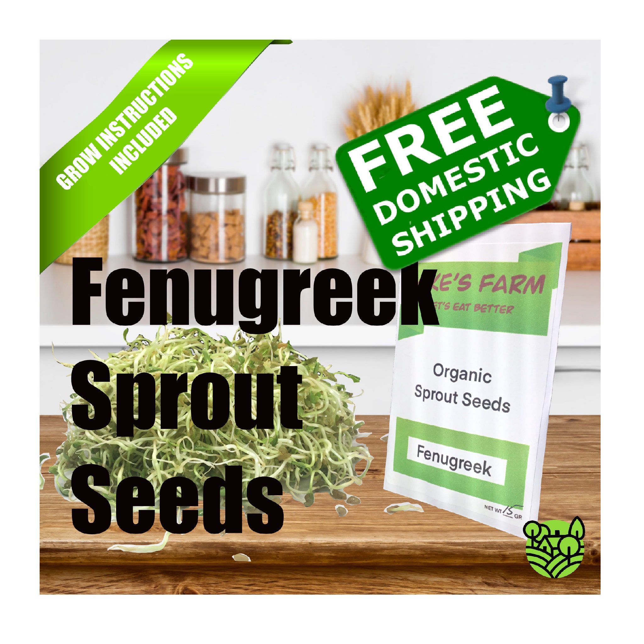 Fenugreek Sprout Seeds. Selected Organic, Non-GMO, Premium Quality Sprout Seeds With High Germination Rate.