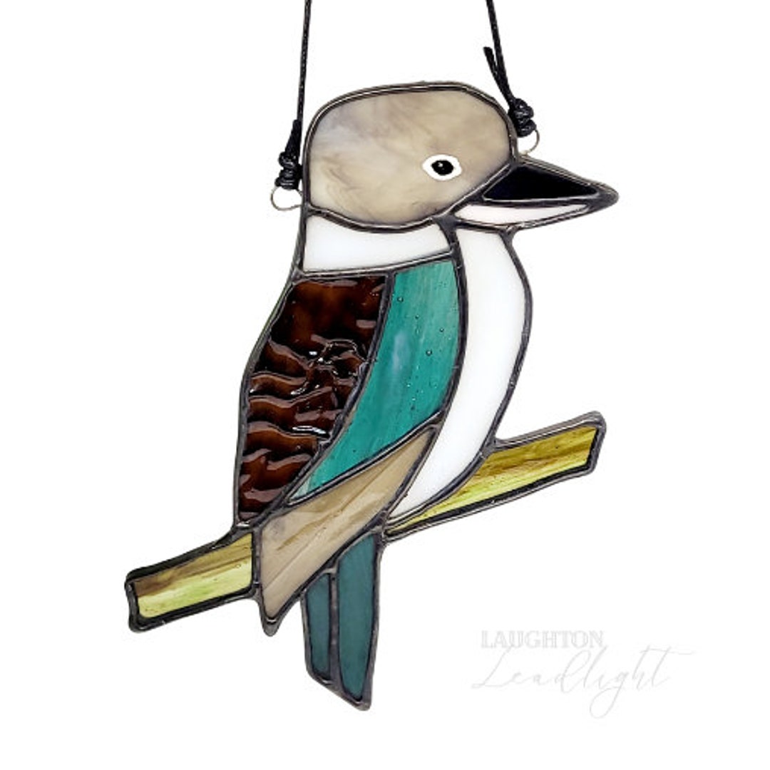Stained Glass Blue Winged Kookaburra Suncatcher // Australian Etsy