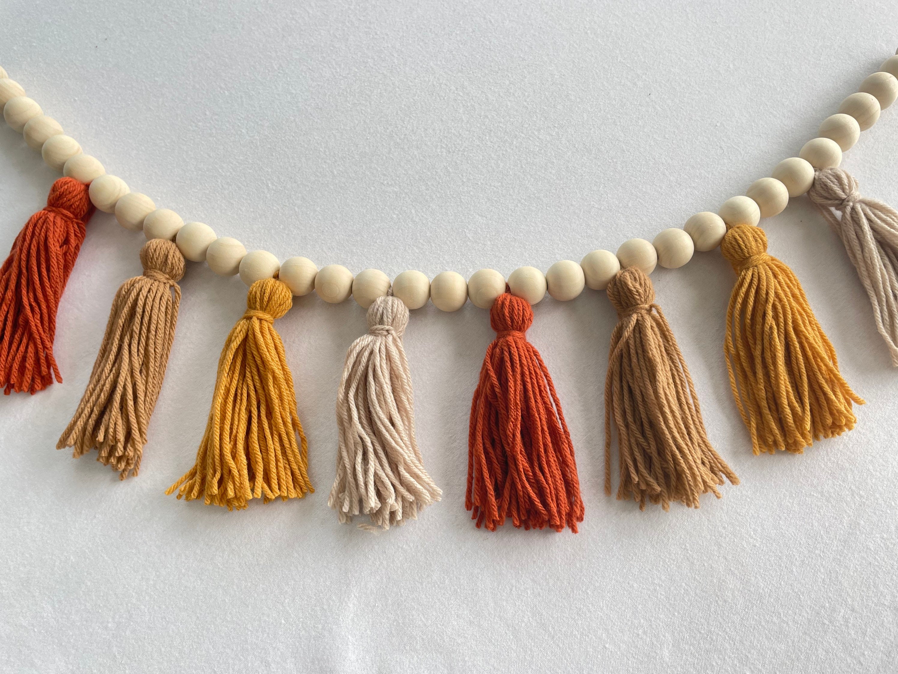 Tassel garland fall color garland wall hanging wood bead Etsy