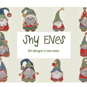Shy Elves Christmas Embroidery Designs 5x7
