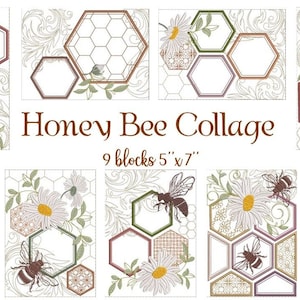 Honeybee Collage 5&quot;x7&quot; machine Embroidery Designs
