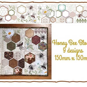 Honey Bee Blocks Machine Embroidery Designs 150x150mm
