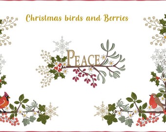 Christmas Birds and Berries Machine Embroidery Designs