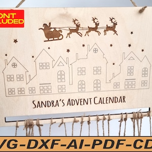 Personalized christmas advent calendar diy laser cut dxf svg.