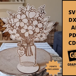 Soik z kwiatami stojący w doniczce svg dxf pdf.