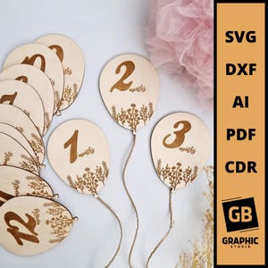 Meu primeiro ano de balão recém-nascido primeiro ano svg dxf. Arquivo svg cortado a laser.