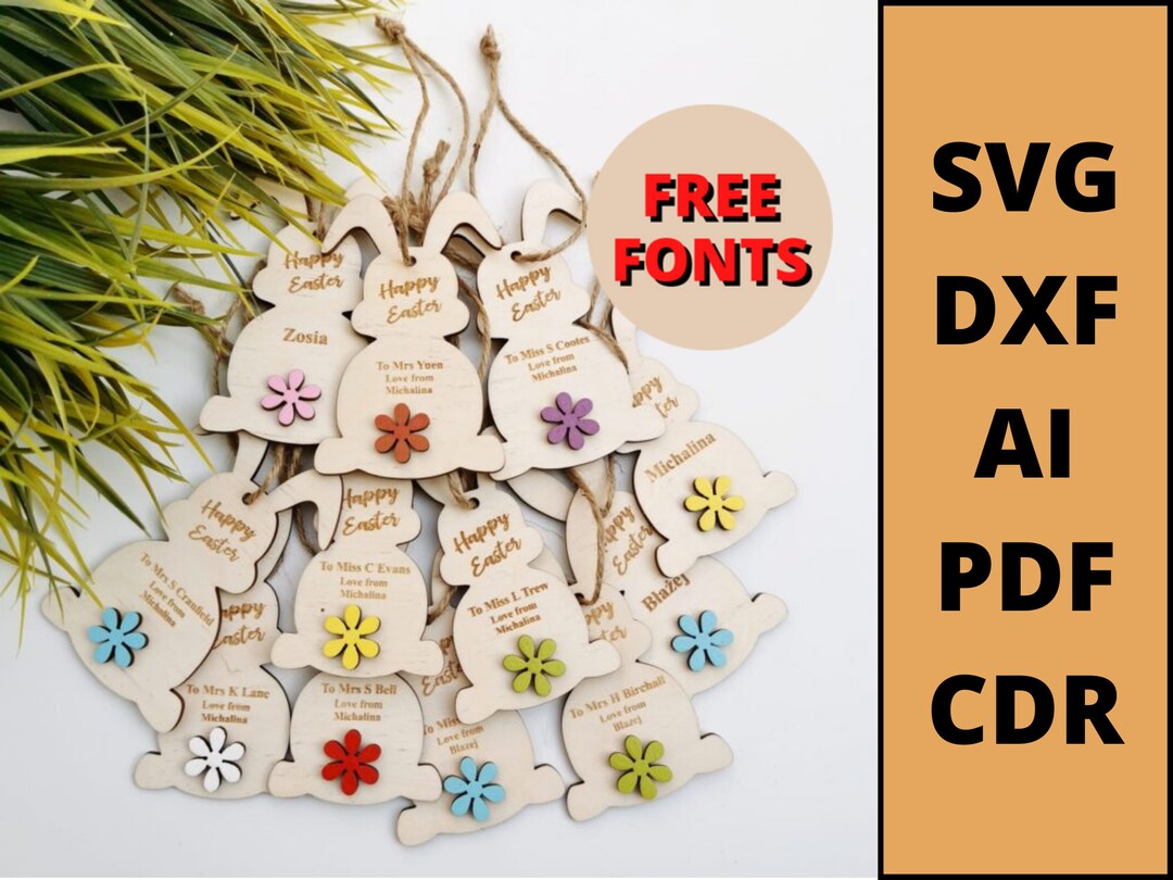 Personalized Happy Easter Bunny Rabbit Laser Cut Files Svg Dxf. - Etsy