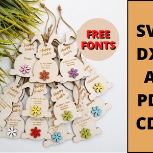 File tagliati al laser personalizzati per coniglietto di buona Pasqua in formato svg dxf.