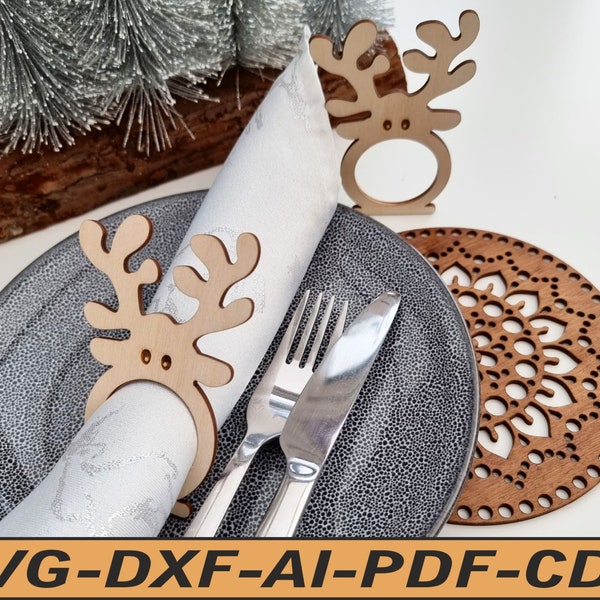 Christmas napkins rings holdertable decoration svg dxf.