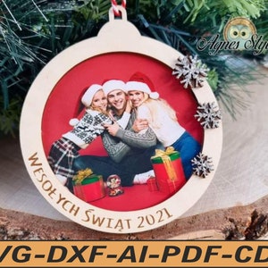 Palle di Natale con foto dxf in formato SVG, pallina di Natale con foto dxf, pallina di Natale, ornamento fotografico personalizzato, pallina fotografica personalizzata