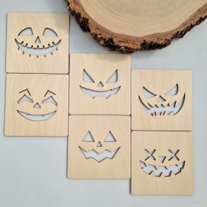 Halloween pumpkin face coasters set svg dxf pdf. zdjęcie 9