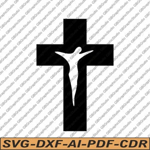 Jesus on the wooden cross wall art svg dxf.