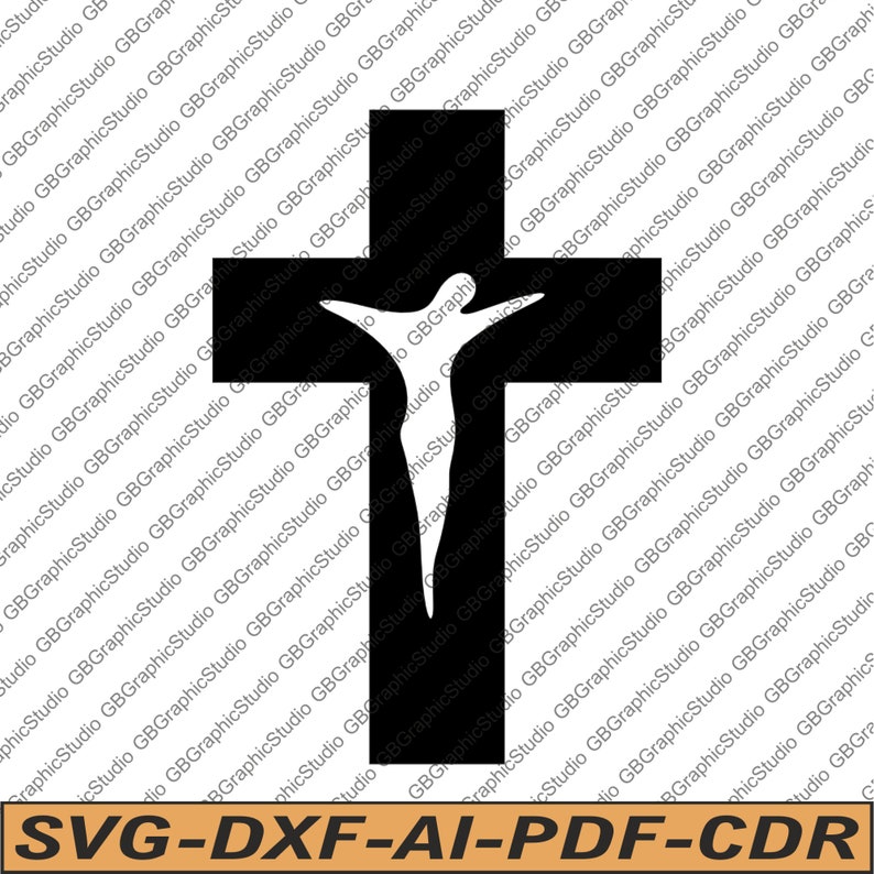 Jesus on the wooden cross wall art svg dxf.