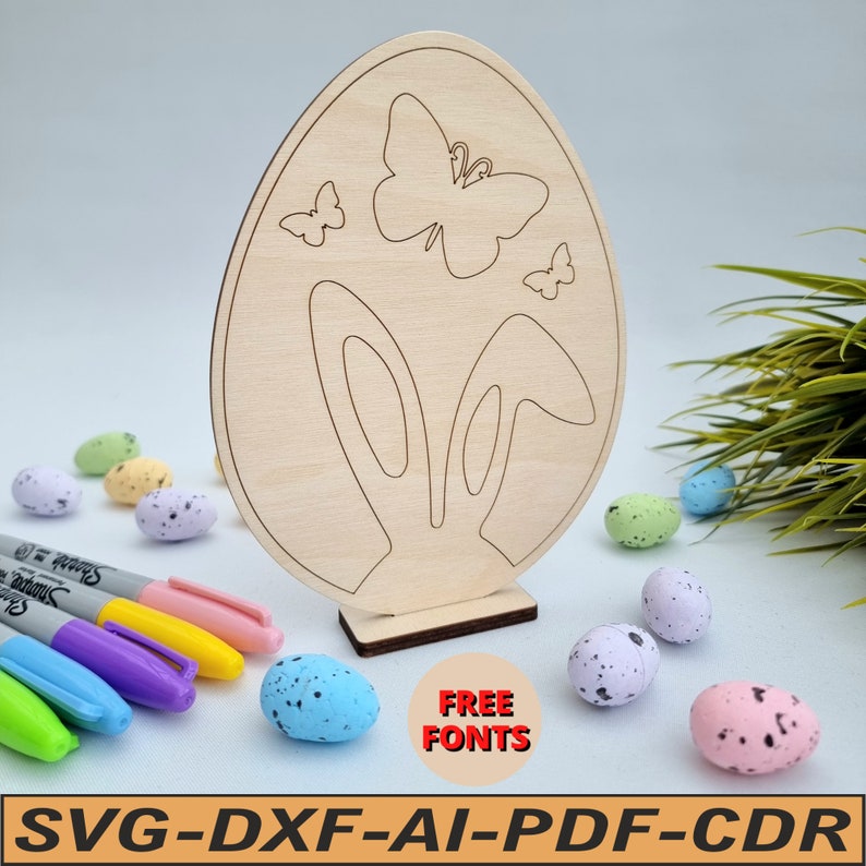 Personalised with a name easter eggs stand DIY paint coloring kit decorations laser cut dxf svg ai pdf cdr