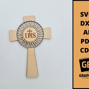 First holy communion ihs cross svg dxf.
