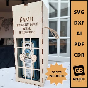 Spersonalizowane więzienne kraty, butelka, wino, uchwyt na butelkę, wycinane laserowo pliki SVG i DXF.