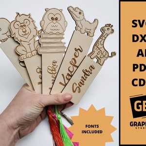 Personalised animal bookmark for kids dxf svg. image 2