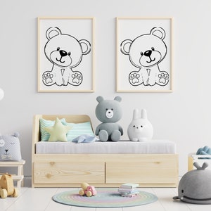 Sweet little teddy bear svg dxf, nursery print, kids wall art, kids bedroom, cute room decor, toddler printable, child room wall art, animal