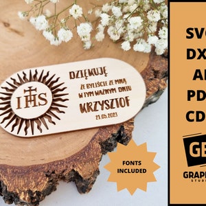 Thanks to First Holy Communion souvenir dxf svg, laser cut.