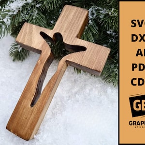 Jésus sur la croix en bois art mural svg dxf.