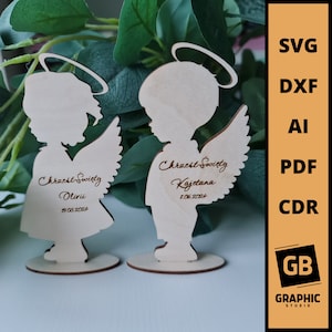 Première sainte communion merci ange personnalisé découpé au laser svg dxf, cadeau de communion filles garçons.