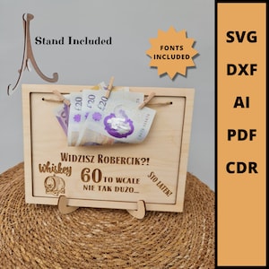 Personalisierte happy birthday Rahmen Geldgeschenke Halter Laser geschnitten svg dxf.