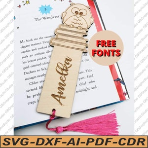 Personalised animal bookmark for kids dxf svg. image 5