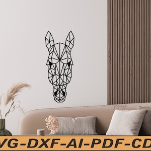 Dekoracja ścienna w kształcie geometrycznej głowy konia w formacie dxf svg.