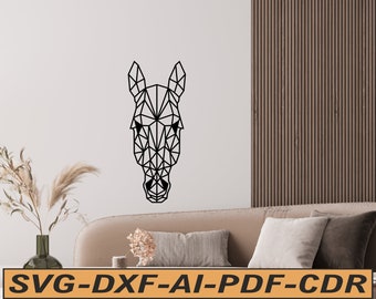 Geometric Horse Head wall hanging decoration dxf svg.