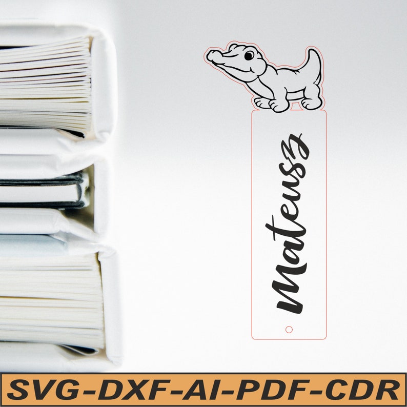 Personalised animal bookmark for kids dxf svg. image 4