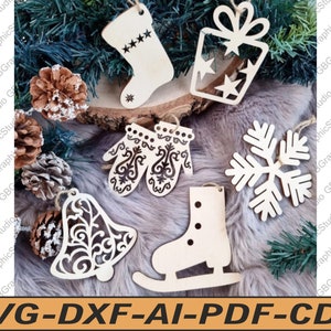 Kerstversieringen, kerstboomballen lasergesneden svg, dxf. nee. 2