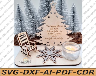 Memorial Tealight Holder SVG: Remembrance Gift, Rocking Chair, Christmas Tree (Digital Files)