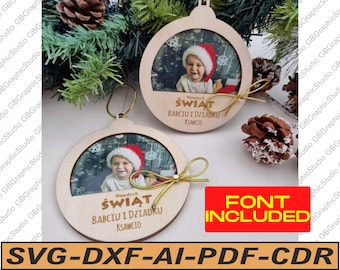 Christmas balls baubles with a photo svg dxf.