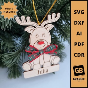 Gepersonaliseerde rendieren lasergesneden decoratiebestanden svg dxf.
